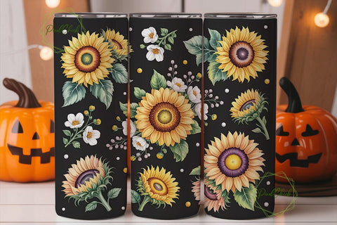 Sunflower Watercolor 20oz Tumbler Wrap Sublimation PixelChick 