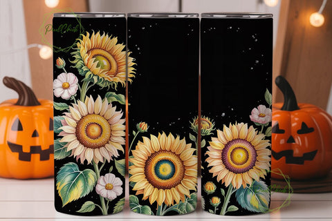 Sunflower Watercolor 20oz Tumbler Wrap Sublimation PixelChick 