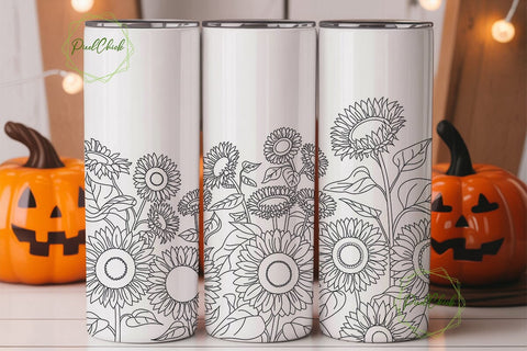 Sunflower Watercolor 20oz Tumbler Wrap Sublimation PixelChick 