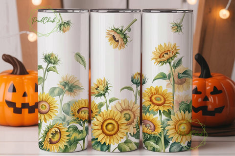 Sunflower Watercolor 20oz Tumbler Wrap Sublimation PixelChick 