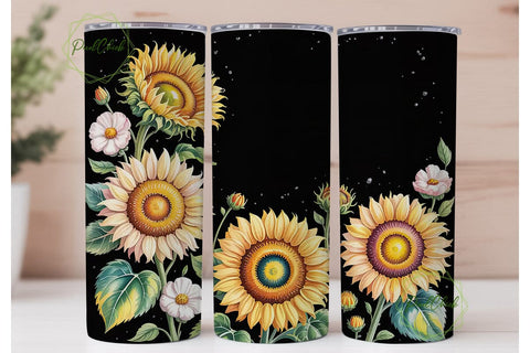 Sunflower Watercolor 20oz Tumbler Wrap Sublimation PixelChick 