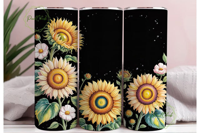 Sunflower Watercolor 20oz Tumbler Wrap Sublimation PixelChick 