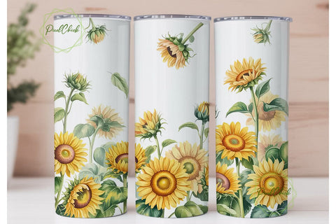 Sunflower Watercolor 20oz Tumbler Wrap Sublimation PixelChick 