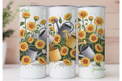 Sunflower Watering Can 20oz Tumbler Wrap Sublimation PixelChick 