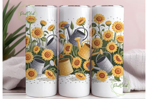 Sunflower Watering Can 20oz Tumbler Wrap Sublimation PixelChick 