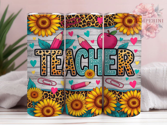 Sunflower Western Teacher 20oz Tumbler, Sunflower Tumbler, Western Tumbler Design, 20oz Skinny Tumbler, Farmhouse Tumbler, Rustic Teacher Tumbler, Floral Teacher Tumbler Sublimation Li Zamperini 