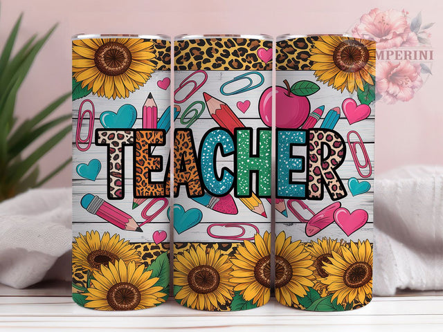 Sunflower Western Teacher 20oz Tumbler, Sunflower Tumbler, Western Tumbler Design, 20oz Skinny Tumbler, Farmhouse Tumbler, Rustic Teacher Tumbler, Floral Teacher Tumbler Sublimation Li Zamperini 