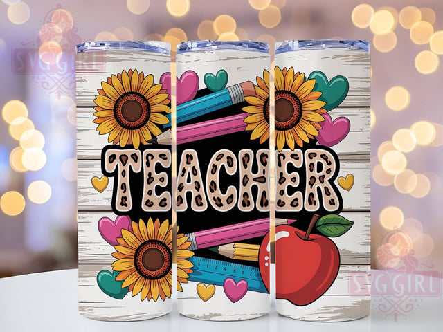 Sunflower Western Teacher Tumbler, Sunflower Design, Western Style, Classroom Pride, Rustic Vibes, 20Oz Tumbler, Sublimation Wrap Sublimation SvggirlplusArt 