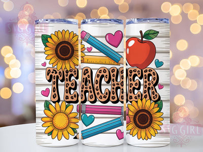 Sunflower Western Teacher Tumbler, Sunflower Design, Western Style, Classroom Pride, Rustic Vibes, 20Oz Tumbler, Sublimation Wrap Sublimation SvggirlplusArt 