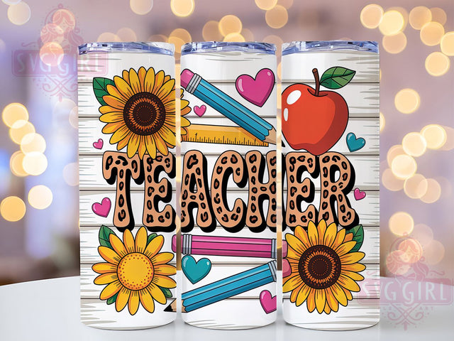 Sunflower Western Teacher Tumbler, Sunflower Design, Western Style, Classroom Pride, Rustic Vibes, 20Oz Tumbler, Sublimation Wrap Sublimation SvggirlplusArt 