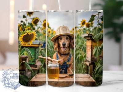 Sunflower Wiener Dog Mom Tumbler, Doxie Lover Present, Sunflower Pet Design, Dog Mom Tumbler, Floral Dog Gift, Dachshund Owner Gift, Cute Puppy Present Sublimation ToriDesigns 