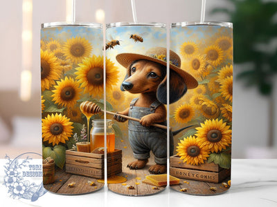 Sunflower Wiener Dog Mom Tumbler, Doxie Lover Present, Sunflower Pet Design, Dog Mom Tumbler, Floral Dog Gift, Dachshund Owner Gift, Cute Puppy Present Sublimation ToriDesigns 
