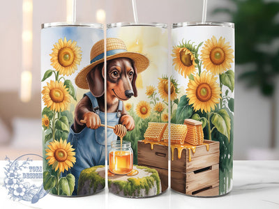 Sunflower Wiener Dog Mom Tumbler, Doxie Lover Present, Sunflower Pet Design, Dog Mom Tumbler, Floral Dog Gift, Dachshund Owner Gift, Cute Puppy Present Sublimation ToriDesigns 