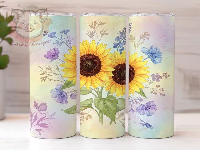 Sunflower Wildflower 20oz Boho Floral Tumbler, Wildflower Cup Design, Floral 20oz Tumbler, Boho Flower Sublimation, Nature Inspired Mug, Summer Floral PNG, Rustic Flower Tumbler Sublimation Lara' s Designs 