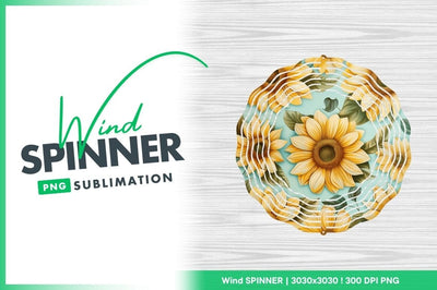 Sunflower Wind Spinner Round Png Design Sublimation Regulrcrative 
