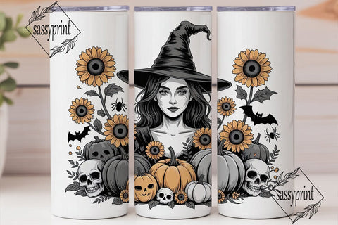 Sunflower Witch 20oz Tumbler Wrap Sublimation sassyprint 