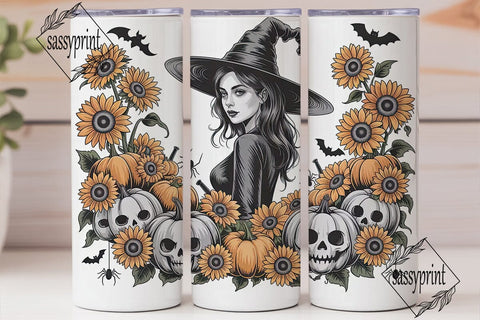 Sunflower Witch 20oz Tumbler Wrap Sublimation sassyprint 