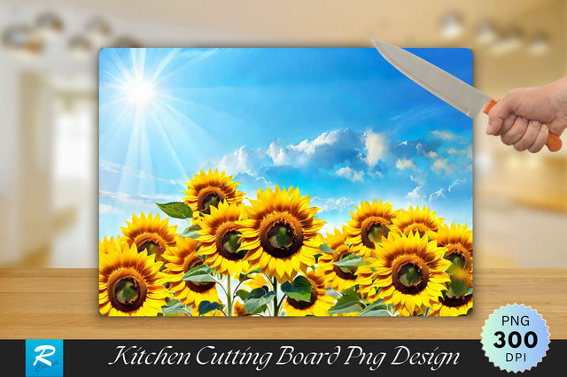 Sunflower with Blue Sky Cutting Board Sublimation Regulrcrative 