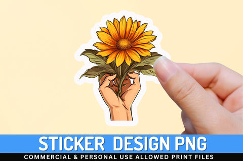 Sunflower With hand clipart Sticker Design Sublimation Regulrcrative 