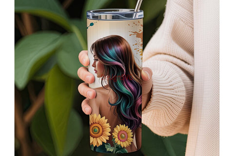 Sunflower Woman 20oz Tumbler Wrap Sublimation DesignSVG 