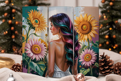 Sunflower Woman 20oz Tumbler Wrap Sublimation DesignSVG 