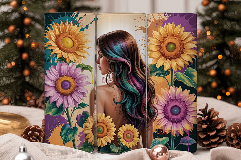 Sunflower Woman 20oz Tumbler Wrap Sublimation DesignSVG 