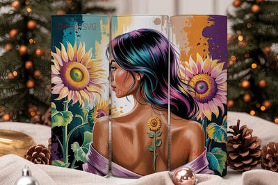 Sunflower Woman 20oz Tumbler Wrap Sublimation DesignSVG 