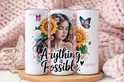 Sunflower Woman 20oz Tumbler Wrap Sublimation DesignSVG 