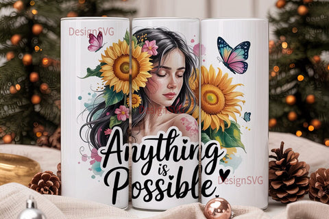 Sunflower Woman 20oz Tumbler Wrap Sublimation DesignSVG 