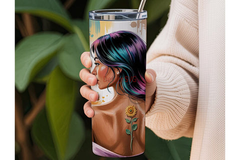 Sunflower Woman 20oz Tumbler Wrap Sublimation DesignSVG 