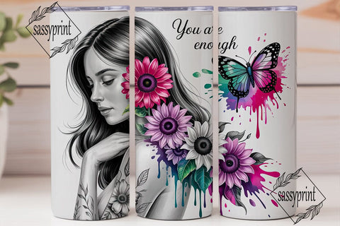 Sunflower Woman 20oz Tumbler Wrap Sublimation sassyprint 