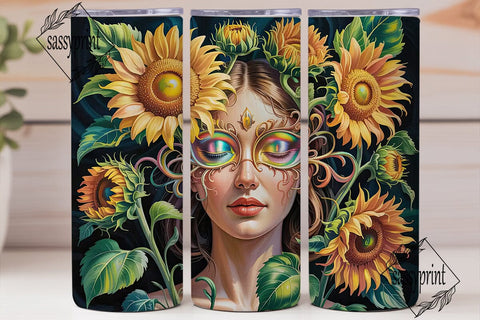 Sunflower Woman Art 20oz Tumbler Wrap Sublimation sassyprint 
