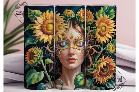 Sunflower Woman Art 20oz Tumbler Wrap Sublimation sassyprint 