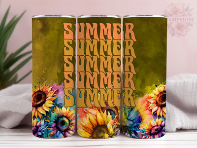 Sunflowers 20oz Tumbler Wrap PNG, Summer Time Tumber Png, Straight & Tapered Tumbler Wrap, Instant Digital Download Sublimation Li Zamperini 