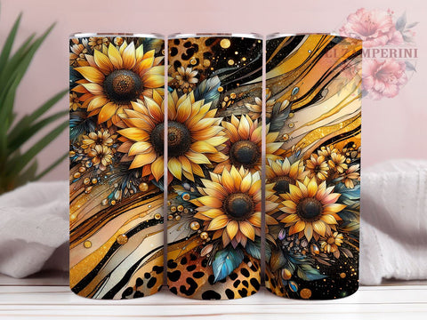 Sunflowers 20oz Tumbler Wrap PNG, Sunflowers Leopard Tumbler Png, Straight & Tapered Tumbler Wrap, Instant Digital Download Sublimation Li Zamperini 