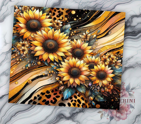 Sunflowers 20oz Tumbler Wrap PNG, Sunflowers Leopard Tumbler Png, Straight & Tapered Tumbler Wrap, Instant Digital Download Sublimation Li Zamperini 