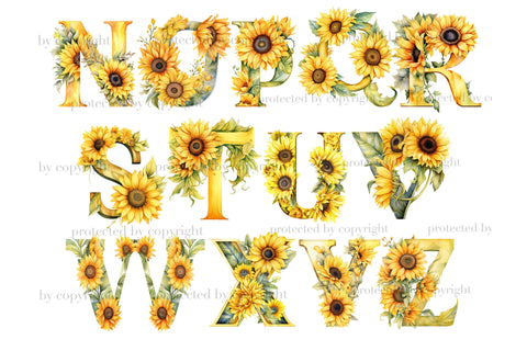 Sunflowers Alphabet | Yellow Letters SVG GlamArtZhanna 