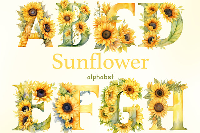 Sunflowers Alphabet | Yellow Letters SVG GlamArtZhanna 