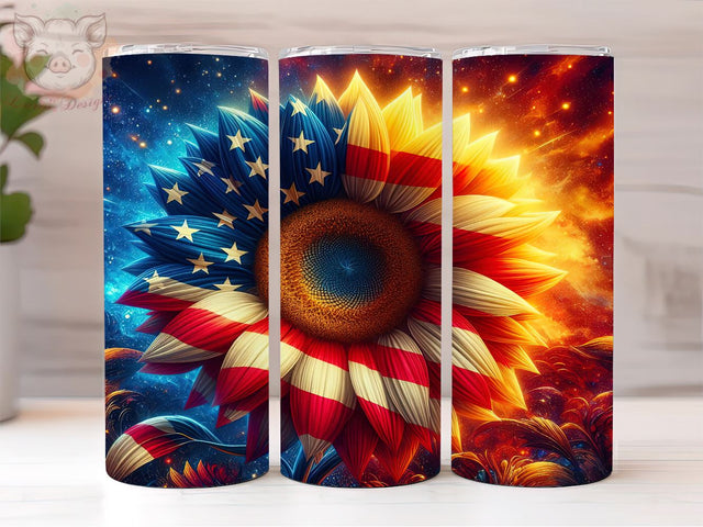 Sunflowers American Flag 20oz Tumbler Png, Straight & Tapered Tumbler Png, Sunflowers Tumbler Png, Digital Download PNG Sublimation Lara' s Designs 