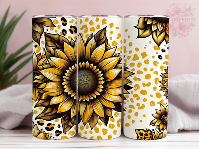 Sunflowers And Gold Leopard 20oz Tumbler Wrap PNG, Sunflowers Tumbler Png, Straight & Tapered Tumbler Wrap, Instant Digital Download Sublimation Li Zamperini 