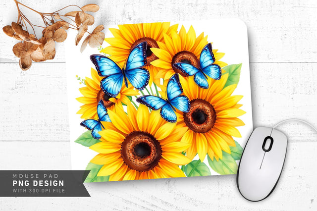 Sunflowers And Leaf Details Mousepad Sublimation Regulrcrative 
