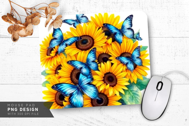 Sunflowers And Leaf Details Mousepad Sublimation Regulrcrative 