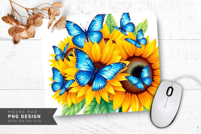 Sunflowers And Leaf Details Mousepad Sublimation Regulrcrative 
