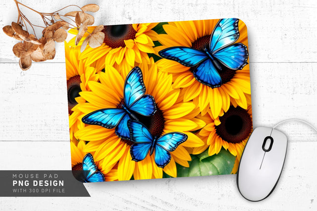 Sunflowers And Leaf Details Mousepad Sublimation Regulrcrative 