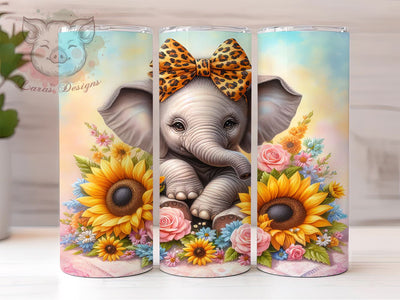 Sunflowers Baby Elephant 20oz Tumbler Png, Straight & Tapered Tumbler Png, Cute Elephant Tumbler Png, Digital Download PNG Sublimation Lara' s Designs 