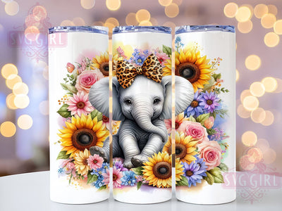 Sunflowers Baby Elephant 20oz Tumbler Wrap Sublimation Design, Straight Tapered Tumbler Wrap, Cute Elephant Tumbler Png, Instant Digital Download Sublimation SvggirlplusArt 