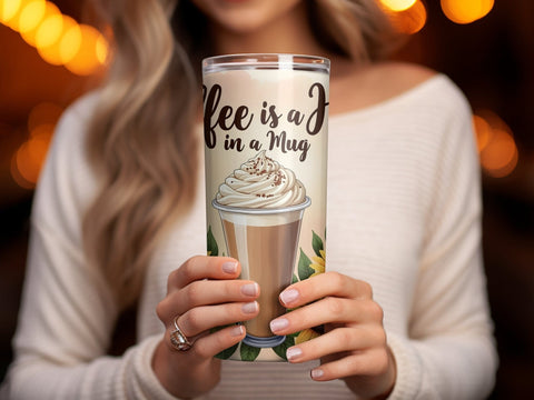 Sunflowers Coffee is a Hug in a Mug Tumbler wrap Sublimation PNG Sublimation Luvleigh Digitals 