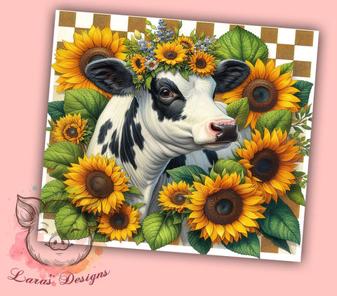 Sunflowers Cow 20oz Tumbler Png, Straight & Tapered Tumbler Png, Country Farm Tumbler Png, Digital Download PNG Sublimation Lara' s Designs 