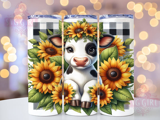 Sunflowers Cow 20oz Tumbler Wrap Sublimation Design, Straight Tapered Tumbler Wrap, Country Farm Tumbler Png, Instant Digital Download Sublimation SvggirlplusArt 