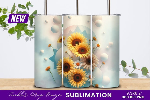 Sunflowers daisies and spheres tumbler png Sublimation Regulrcrative 